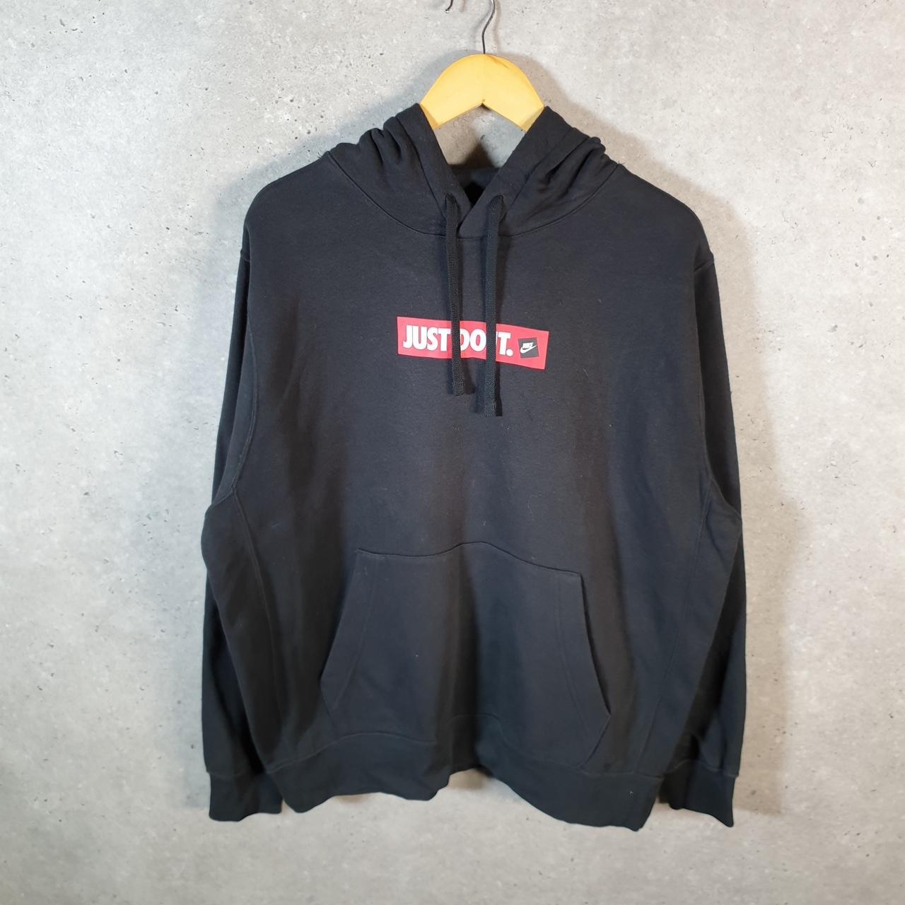 Vintage Nike Just Do It Hoodie Men’s Large Black Swoosh Y2K Pullover