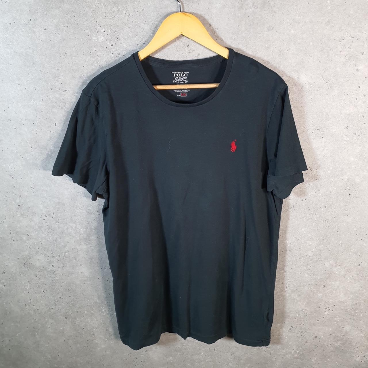 Vintage Ralph Lauren Polo Sport T Shirt Men’s Large Black Custom Fit Embroidered Pony C8692