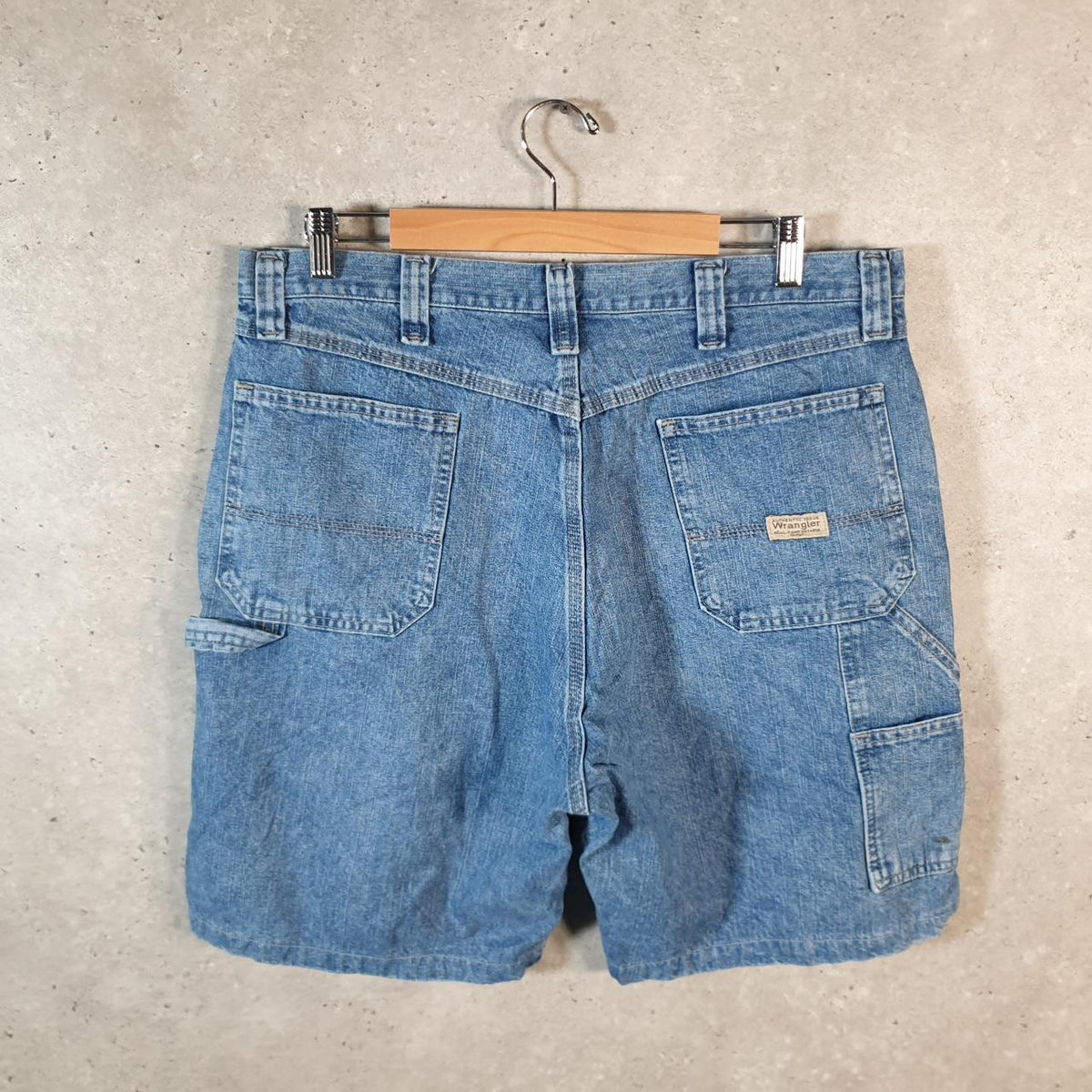 Vintage Wrangler Denim Shorts Jorts Cargo Men’s W36 Blue Baggy Cotton