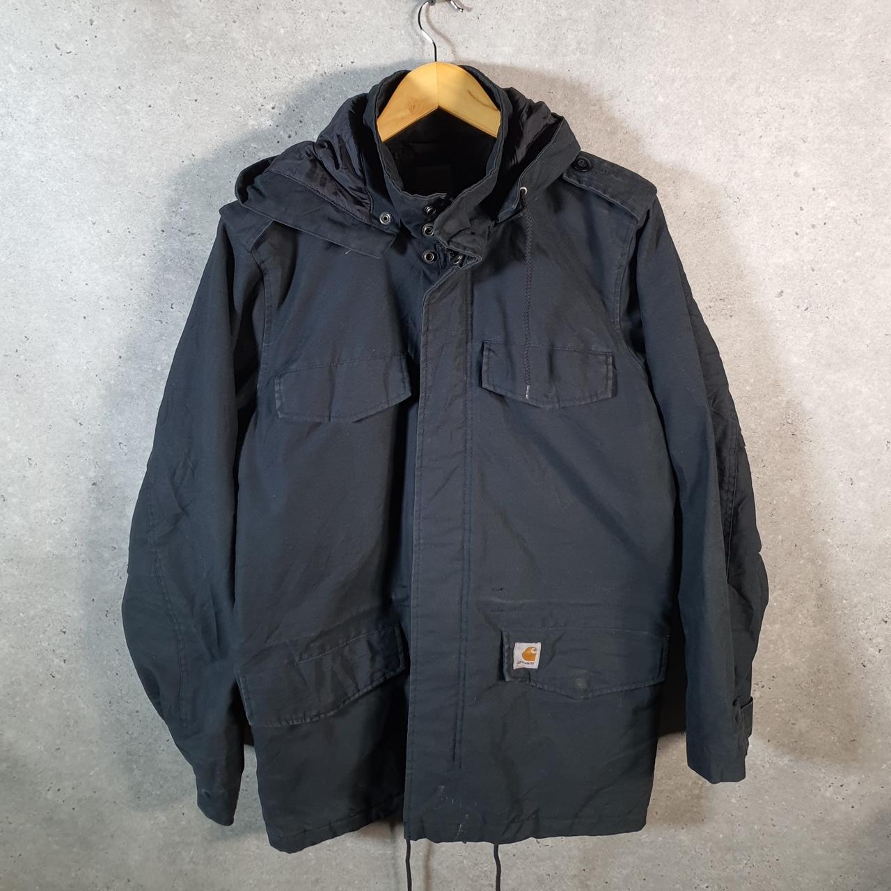 Vintage Carhartt Hickman Quilted Work Jacket Men’s Medium Black Workwear Canvas USA Big Fish Vintage