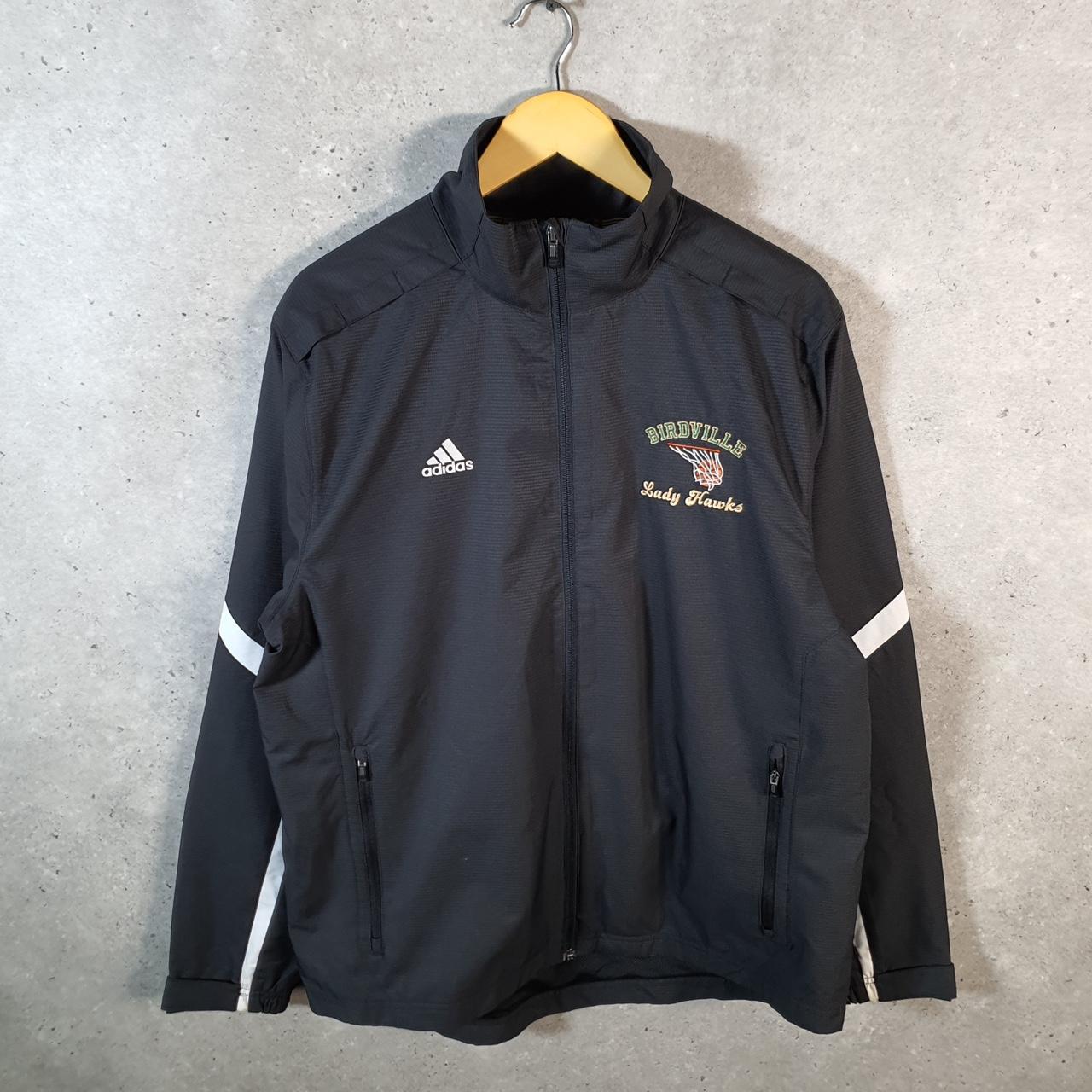 Vintage Adidas Windbreaker Track Jacket Mens Medium Black USA Three Stripes Full Zip