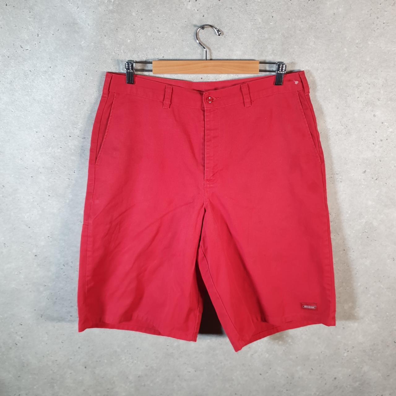 Vintage Dickies Baggy Chino Shorts Jorts Cargo Mens W34 Red Loose Fit