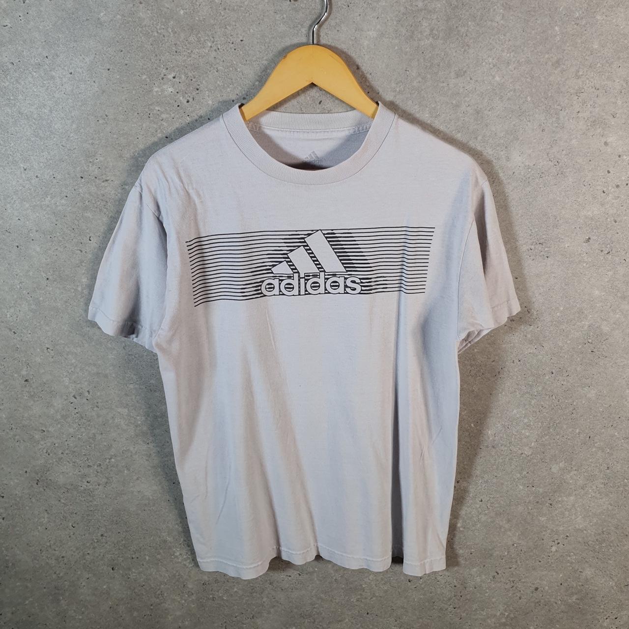 Vintage Adidas T Shirt Men’s Medium Graphic White Three Stripes Athletic
