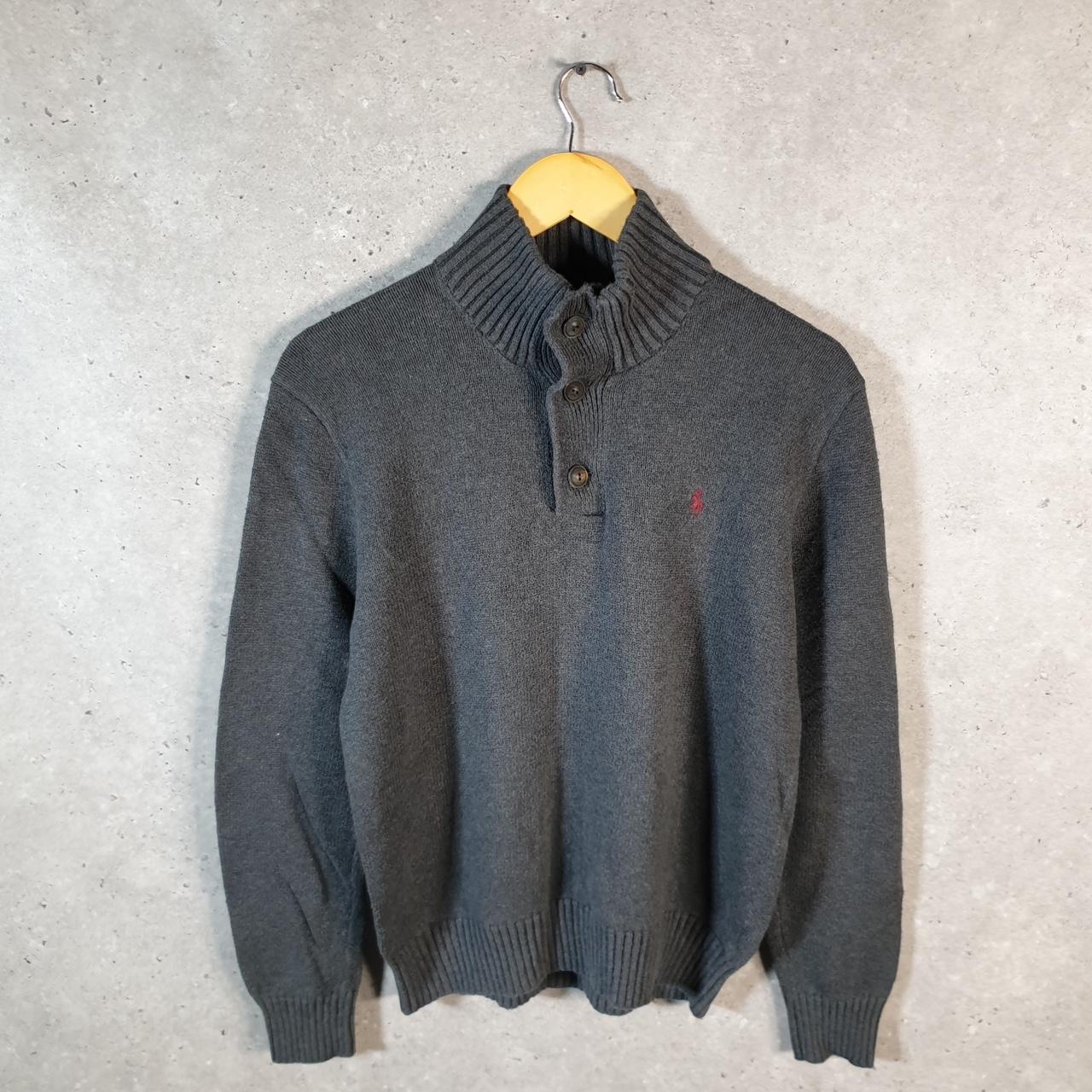 Vintage Ralph Lauren Polo 1/4 Button Sweatshirt Men’s Small Grey Cotton Pullover Pony