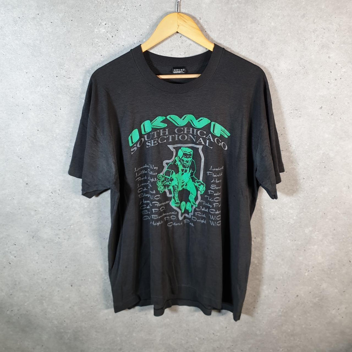 Vintage Best Fruit of the Loom South Chicago IKWF USA Single Stitch T Shirt Men’s XL Black 1