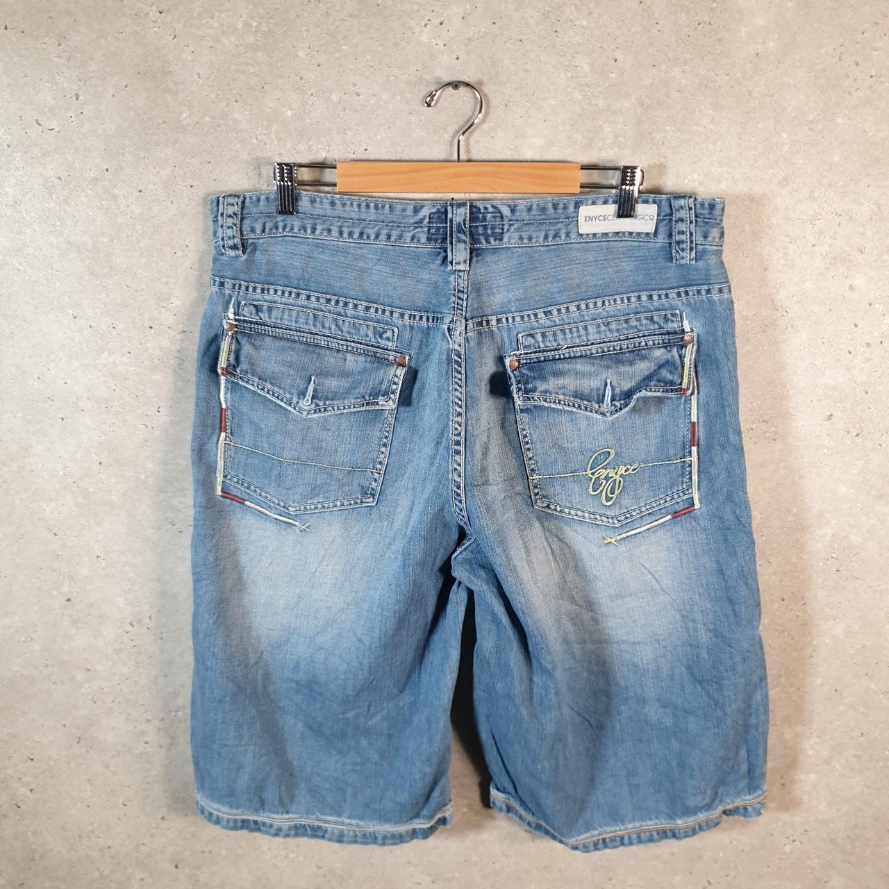 Vintage Enyce Baggy Y2K Hip Hop Jeans Shorts Jorts Mens W38 Blue Denim USA Big Fish Vintage