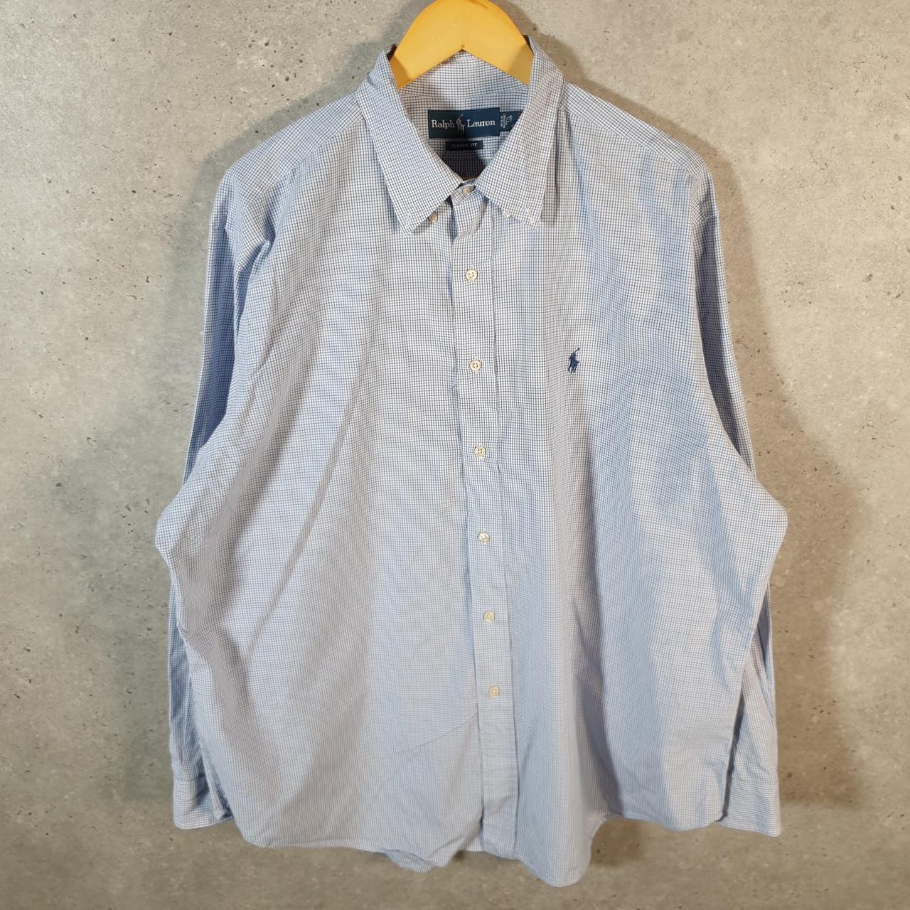 Vintage Ralph Lauren Button Down Shirt Men’s XL Blue Checkered Classic Fit Cotton Pony