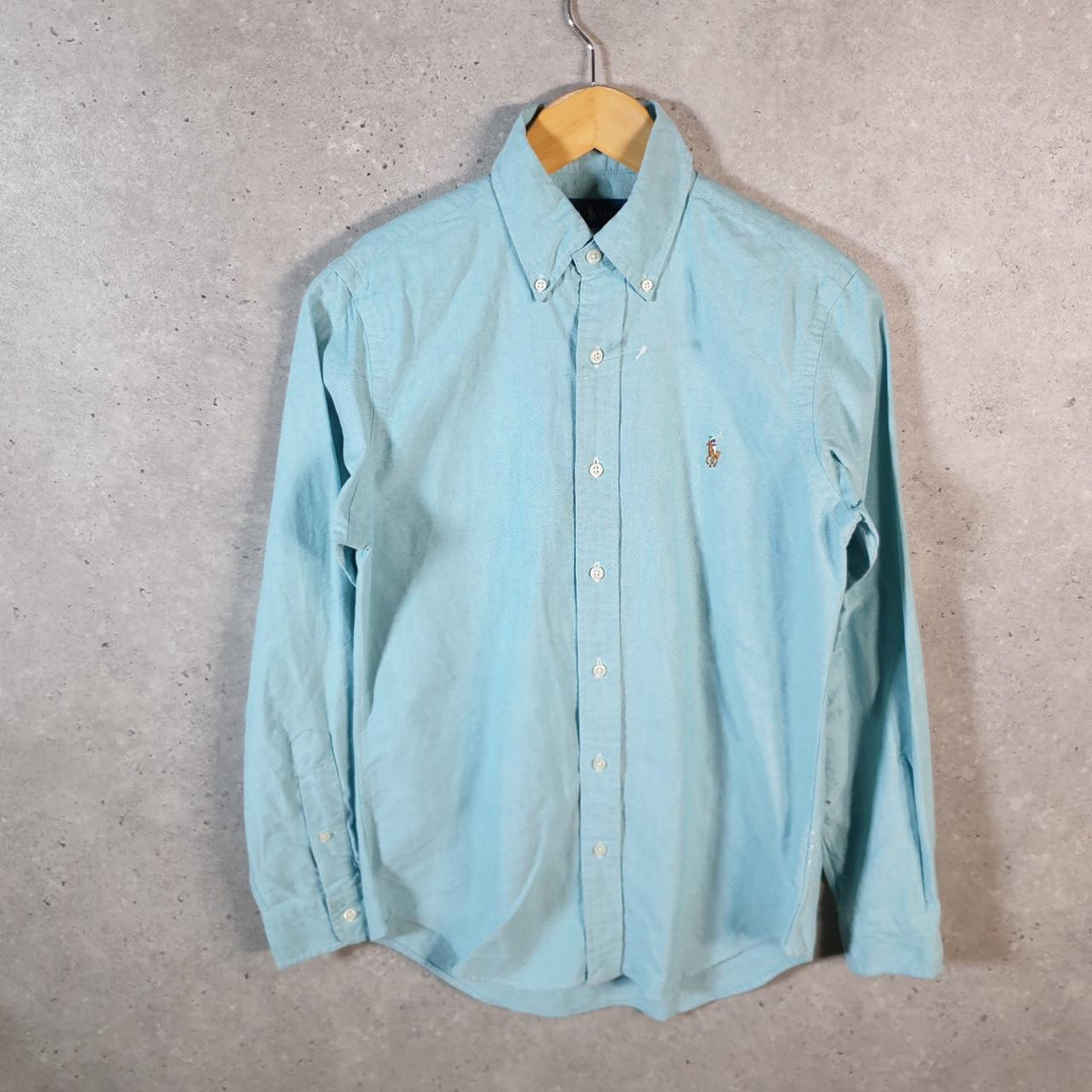 Vintage Ralph Lauren Button Down Shirt Men’s XS XSmall Blue Classic Fit Cotton Pony Big Fish Vintage