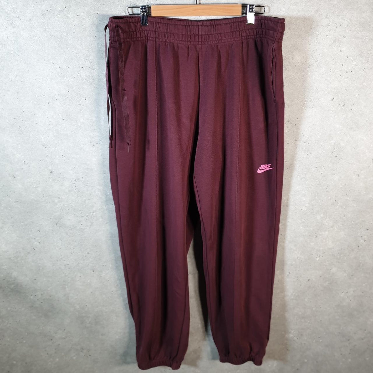 Vintage Nike Club Sweatpant Joggers Mens 2XL Burgundy Red Swoosh Sports Tracksuit - Big Fish Vintage