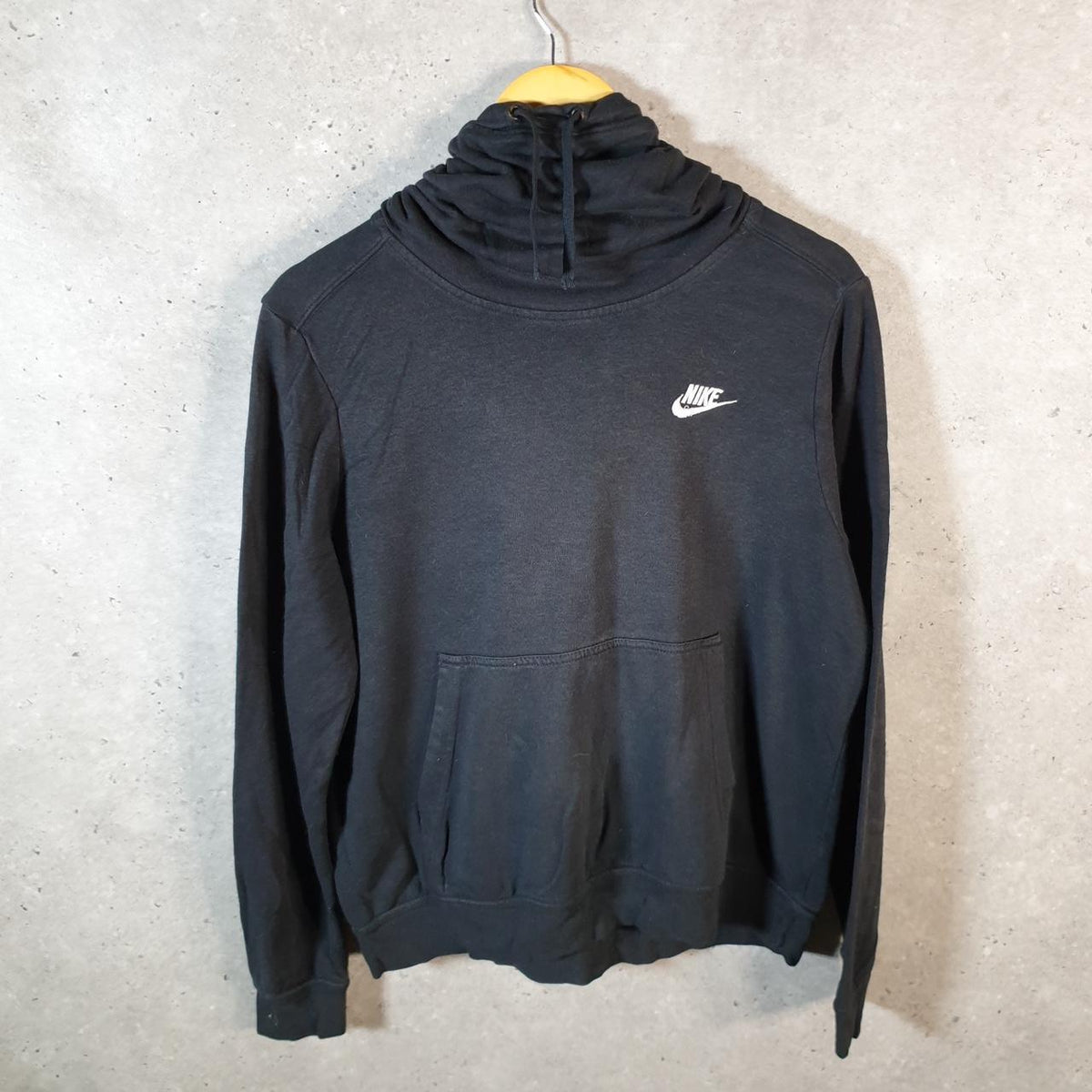 Vintage Nike Club Hoodie Womens Medium Black Swoosh Y2K Pullover