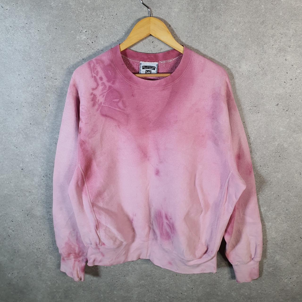 Vintage Lee Heavyweight Sweatshirt Men’s Large Pink Tie Dye Blank Baggy