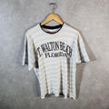 Vintage L.A Walton Beach Florida 90s USA Single Stitch T Shirt Men’s Large Striped Grey