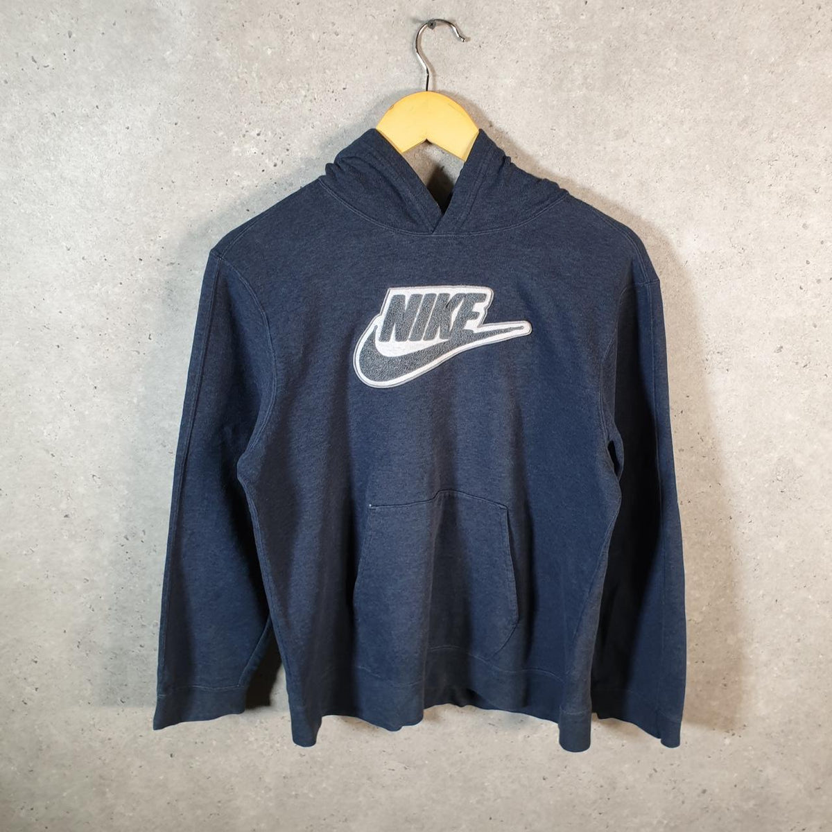 Vintage Nike Club Embroidered Hoodie Womens Large Navy Blue Swoosh Y2K Pullover