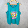 Vintage SSI Hard Work Never Killed Anyone 90s Graphic USA Single Stitch Vest Men’s XL Blue