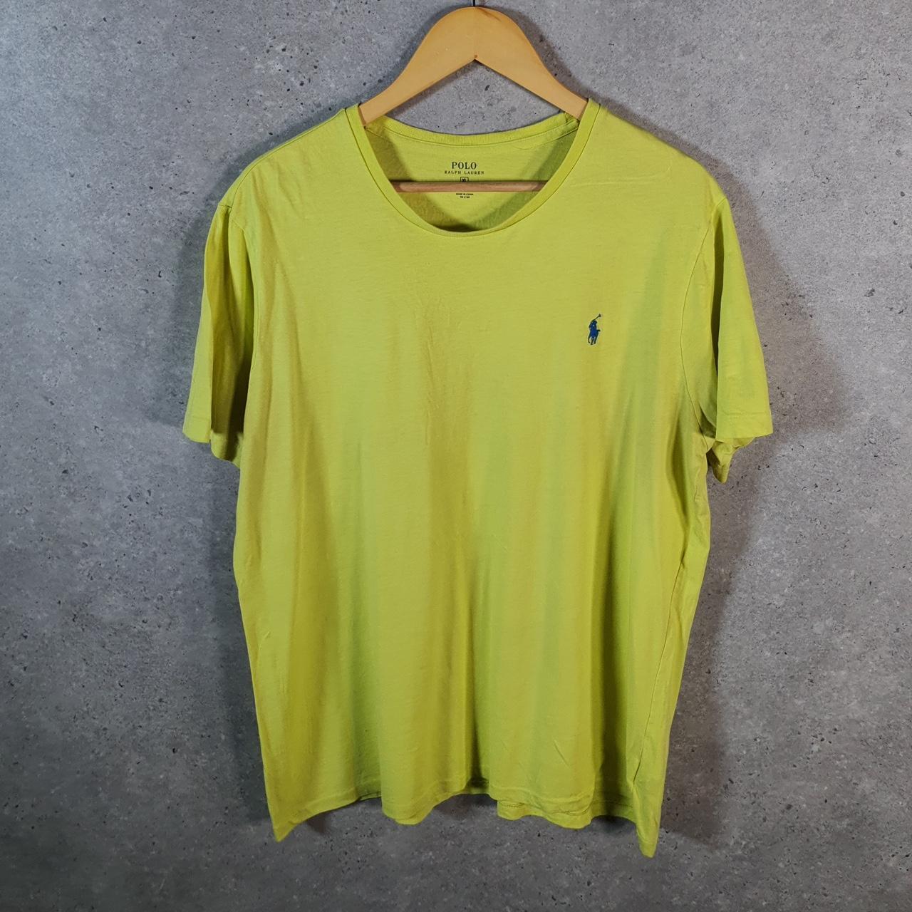 Vintage Ralph Lauren Polo Sport T Shirt Men’s XL Neon Green Custom Fit Embroidered Pony C8713