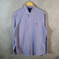 Vintage Ralph Lauren Button Down Shirt Men’s XL Lilac Checkered Cotton Stretch Pony