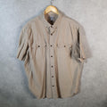 Vintage Carhartt Shirt Button Down Mens XL Brown Short Sleeve Chore Utility Relaxed - Big Fish Vintage