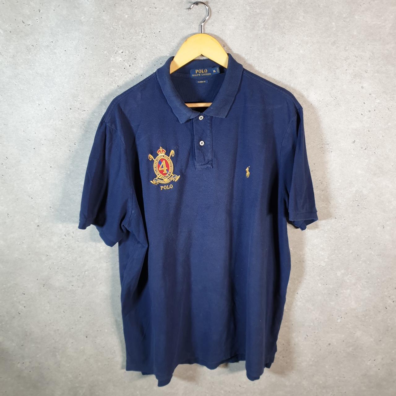 Vintage Ralph Lauren Polo Shirt Men’s XL Blue Crest Golf Cotton Classic Fit Pony C9594
