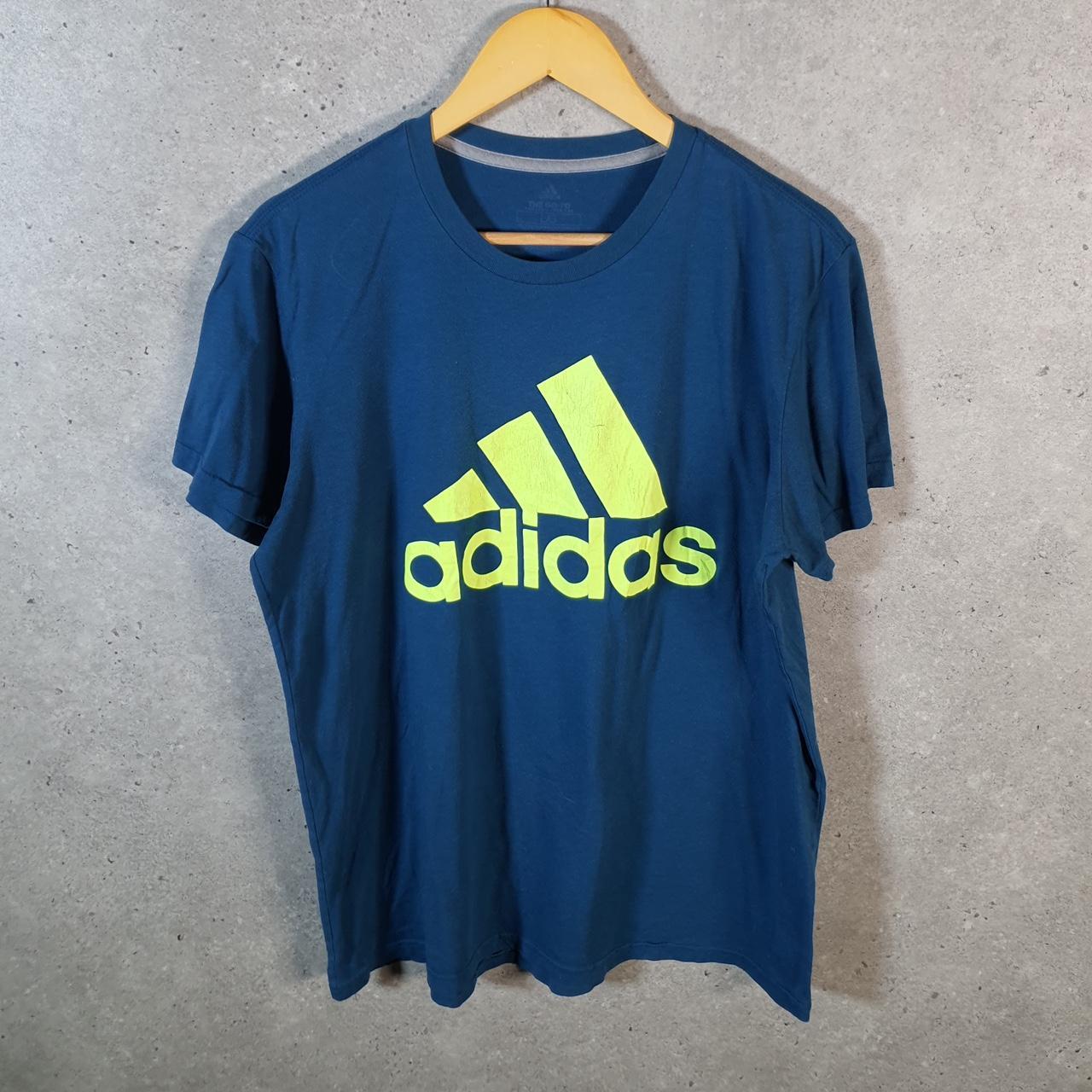 Vintage Adidas Go To Performance T Shirt Men’s Large Blue Three Stripes Logo Athletic