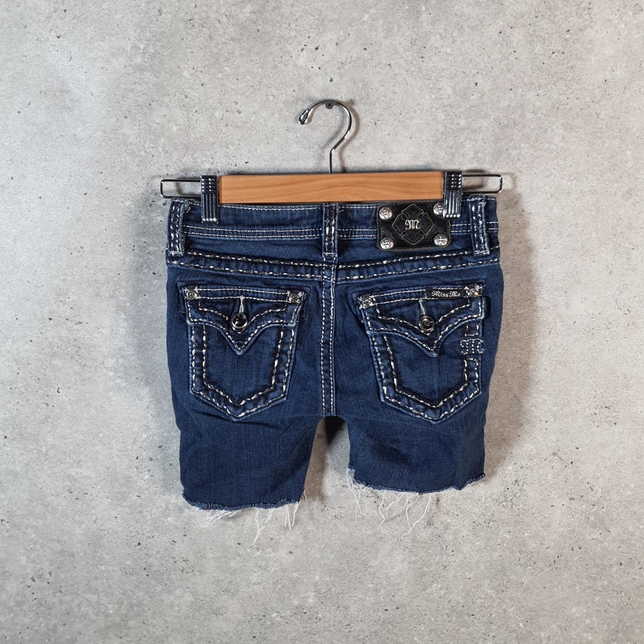 Vintage Miss Me Baggy Y2K Hip Hop Jeans Shorts Jorts Womens W24 Blue Denim Low Rise