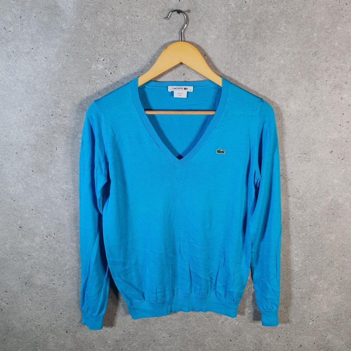 Vintage Lacoste Sweatshirt Men’s XS Blue Pullover Logo Y2K Jumper Logo