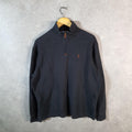 Vintage Ralph Lauren Polo 1/4 Zip Estate Rib Sweatshirt Men’s Large Black Pullover Pony C8826