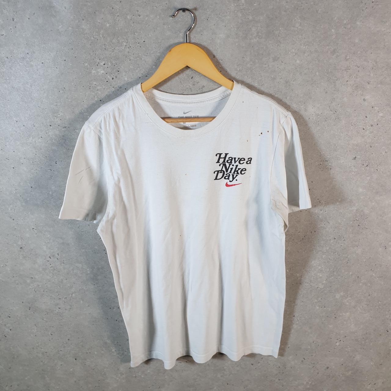 Vintage Nike Have a Nike Day Spellout T Shirt Men’s Medium White Logo Swoosh Athletic