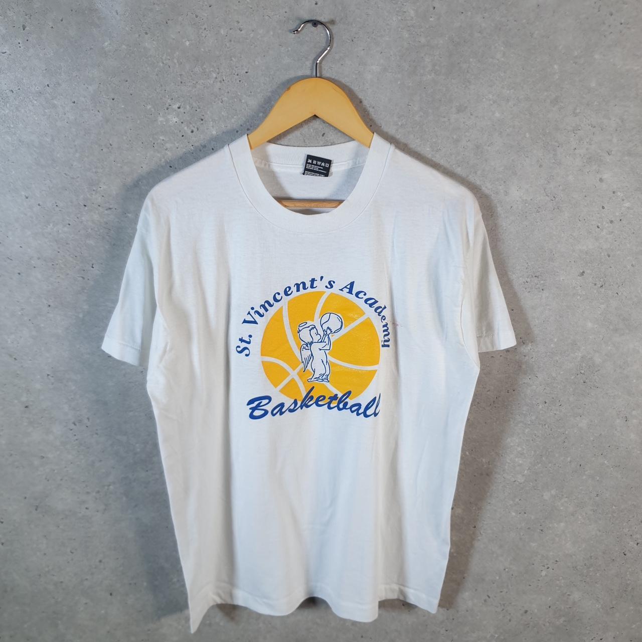 Vintage Fruit of the Loom St Vincent’s Academy Basketball 90s USA Single Stitch T Shirt Men’s Large White