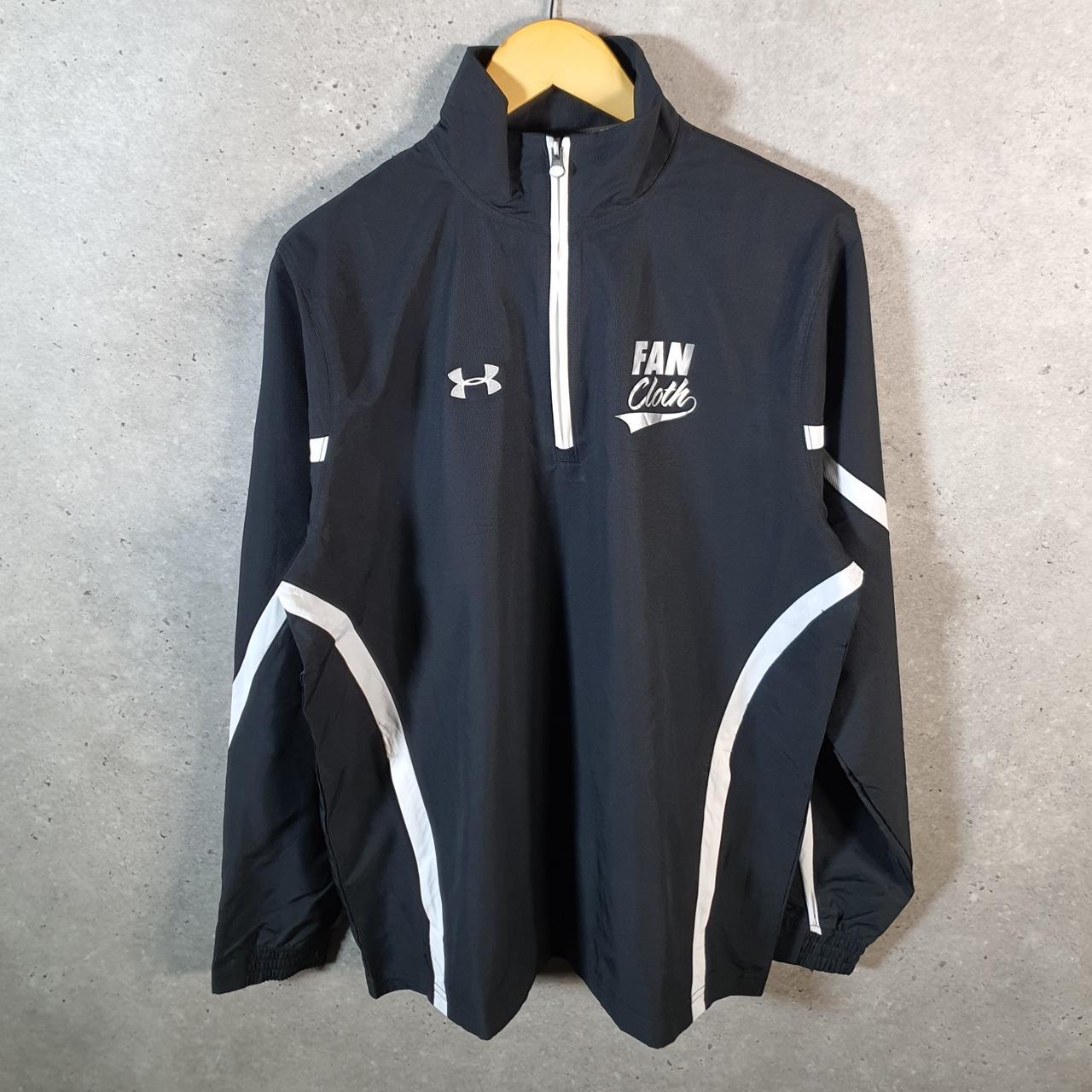 Vintage Under Armour Windbreaker Track Jacket Mens Medium Black USA 1/4 Zip