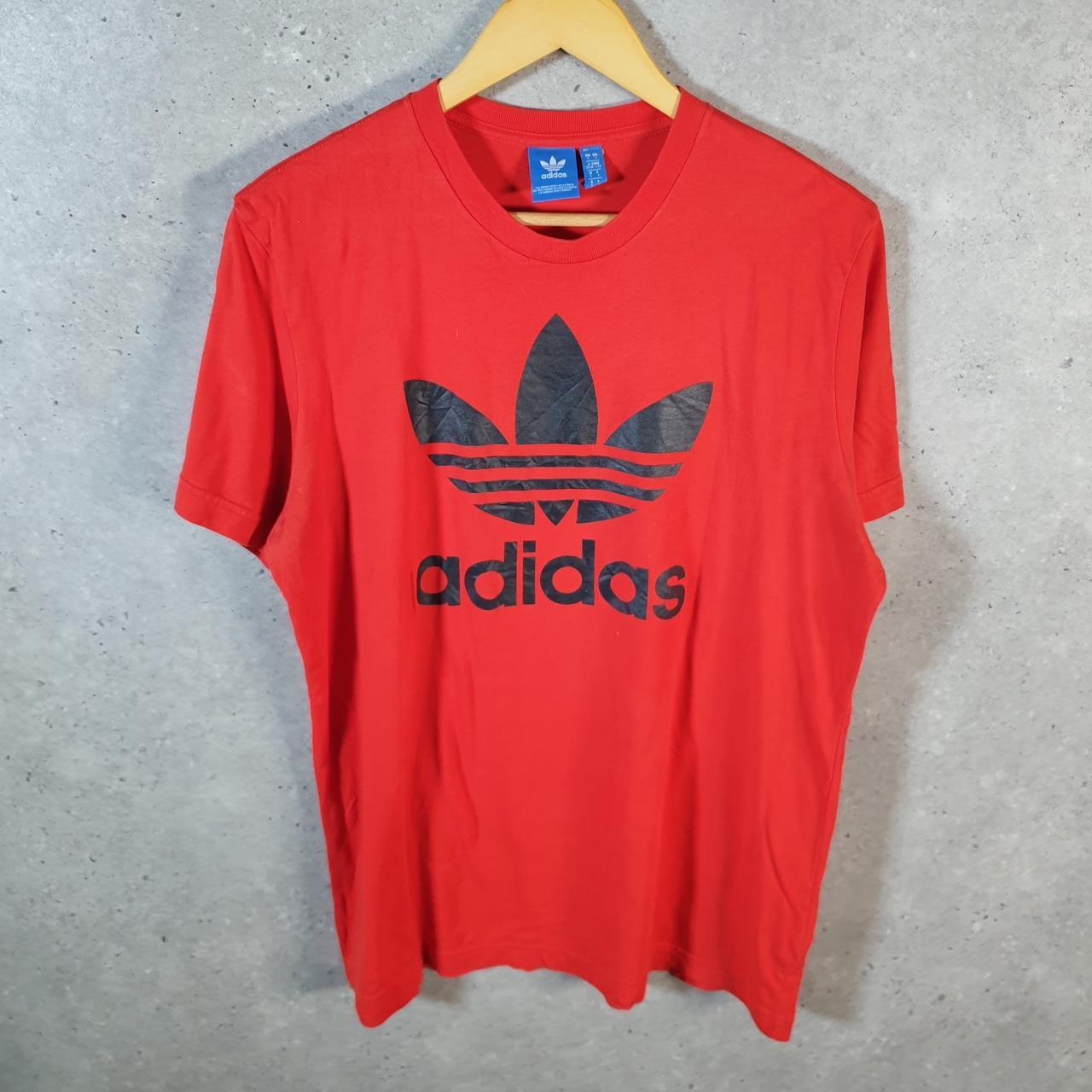 Vintage Adidas Trefoil T Shirt Men’s Large Red Three Stripes Logo Athletic