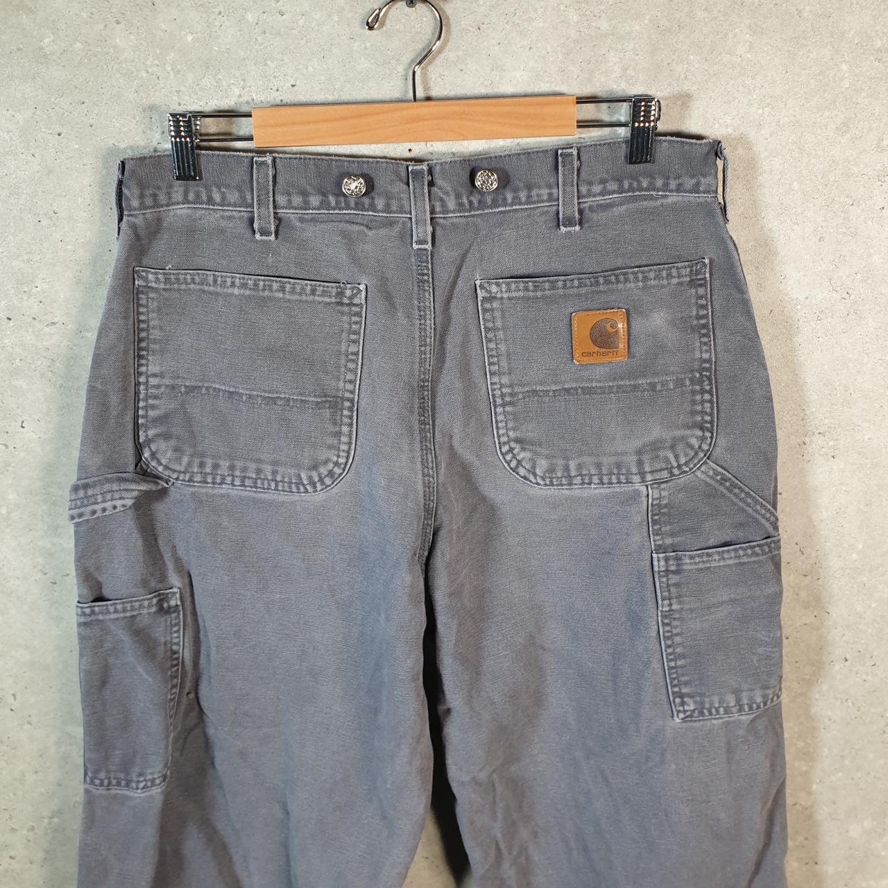 Vintage Carhartt Carpenter Trousers Mens W33 L34 Grey Relaxed Fit Workwear USA