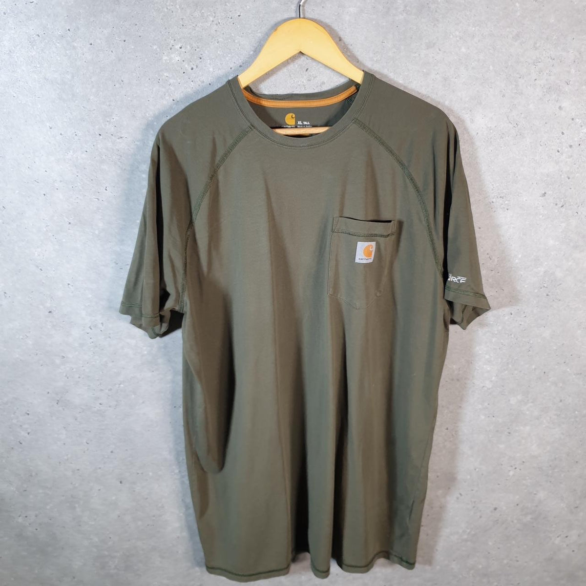 Vintage Carhartt Pocket T Shirt Men’s XL Tall Khaki Green Workwear Chore Utility Relaxed Fit C9190