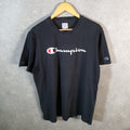 Vintage Champion Spellout T Shirt Men’s Large Black USA Athletic