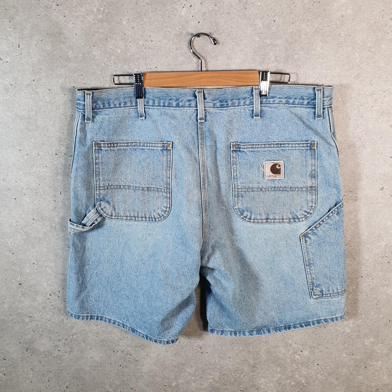 Vintage Carhartt Baggy Carpenter Shorts Jorts Cargo Men’s W38 Blue Relaxed Denim Fit Workwear Big Fish Vintage