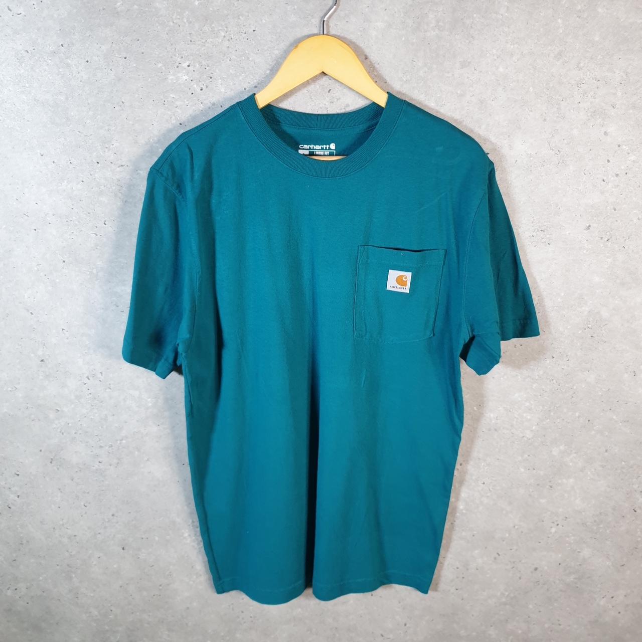 Vintage Carhartt Pocket T Shirt Men’s Small Blue Workwear Chore Utility Loose Fit C9186