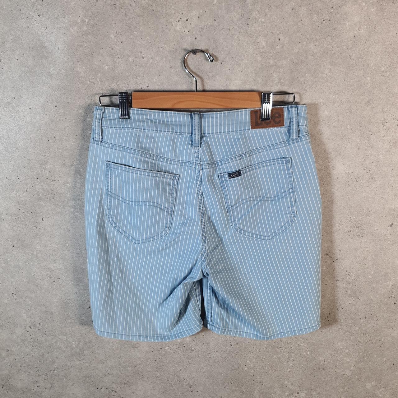 Vintage Lee Baggy Shorts Jorts Cargo Womens W30 Striped Blue Relaxed Cargo