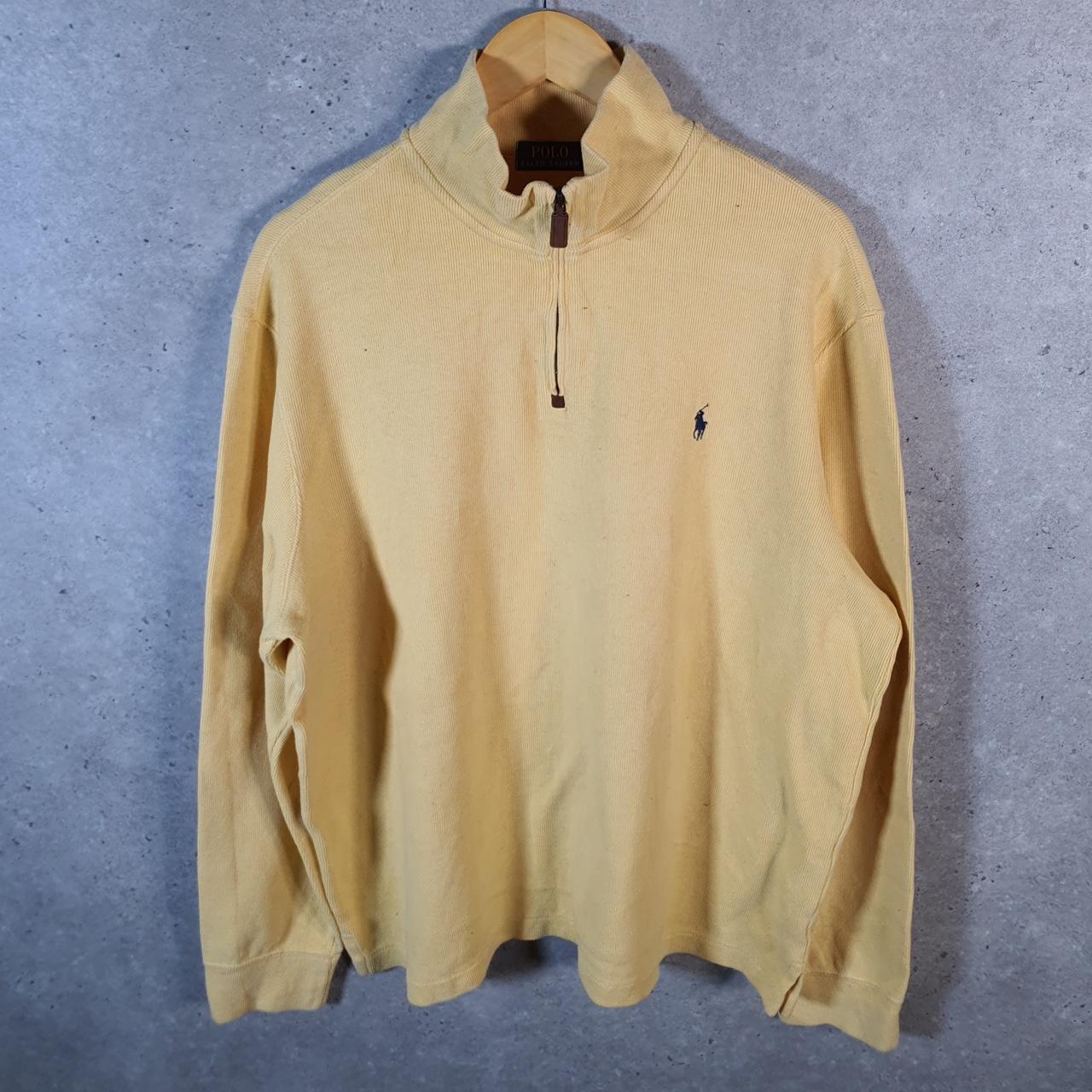 Vintage Ralph Lauren Polo 1/4 Zip Sweatshirt Men’s XL Yellow Cotton Pullover Pony