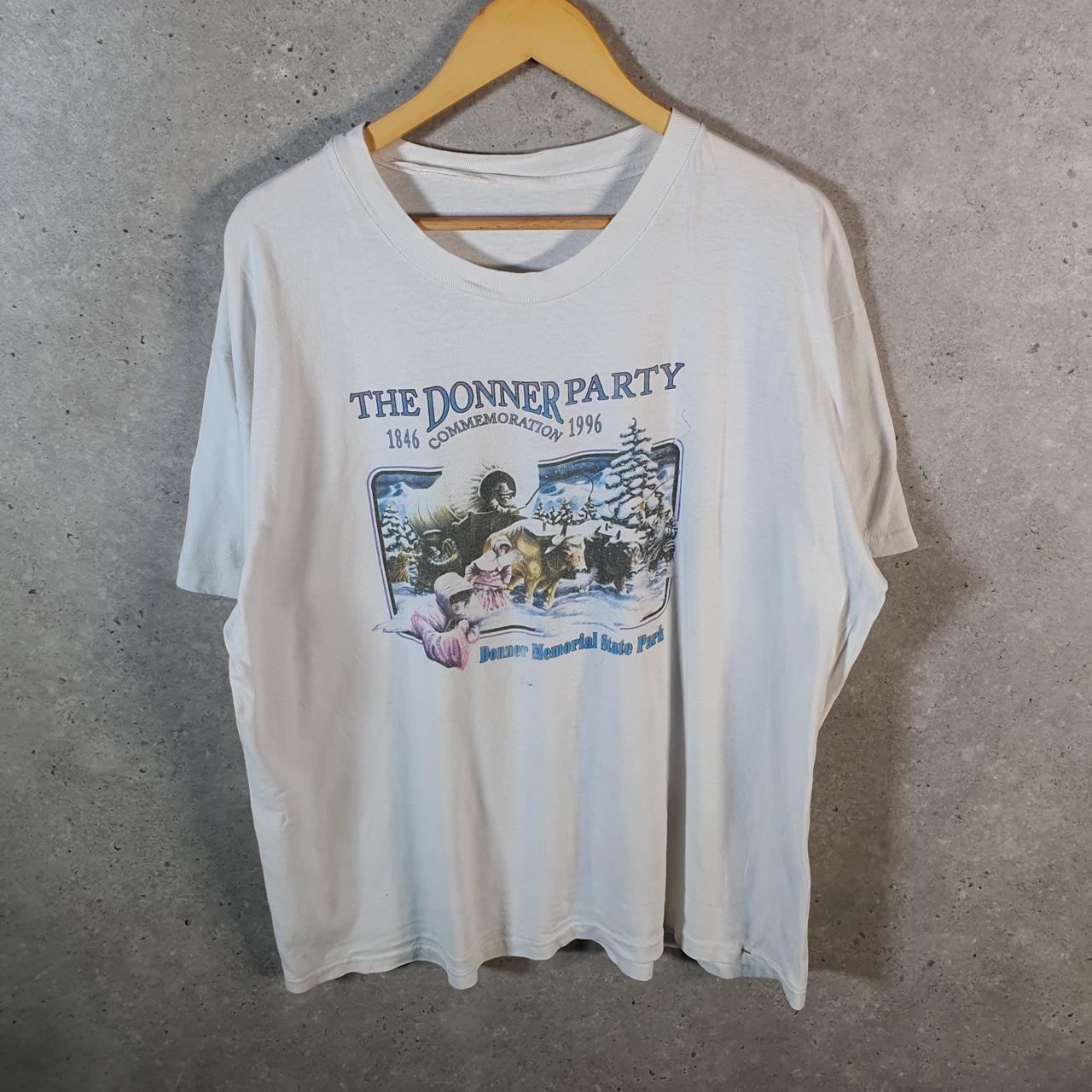 Vintage Donner State Party 1996 USA Single Stitch T Shirt Men’s Large White