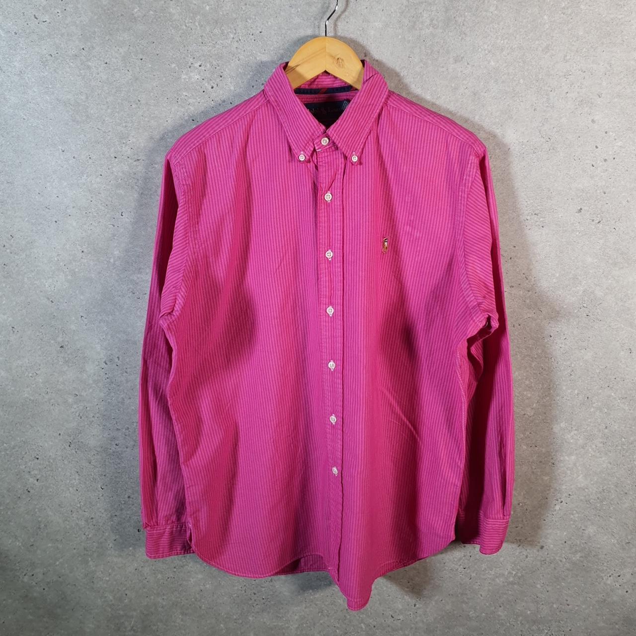Vintage Ralph Lauren Button Down Shirt Men’s Large Pink Classic Cotton Pony Casual Big Fish Vintage