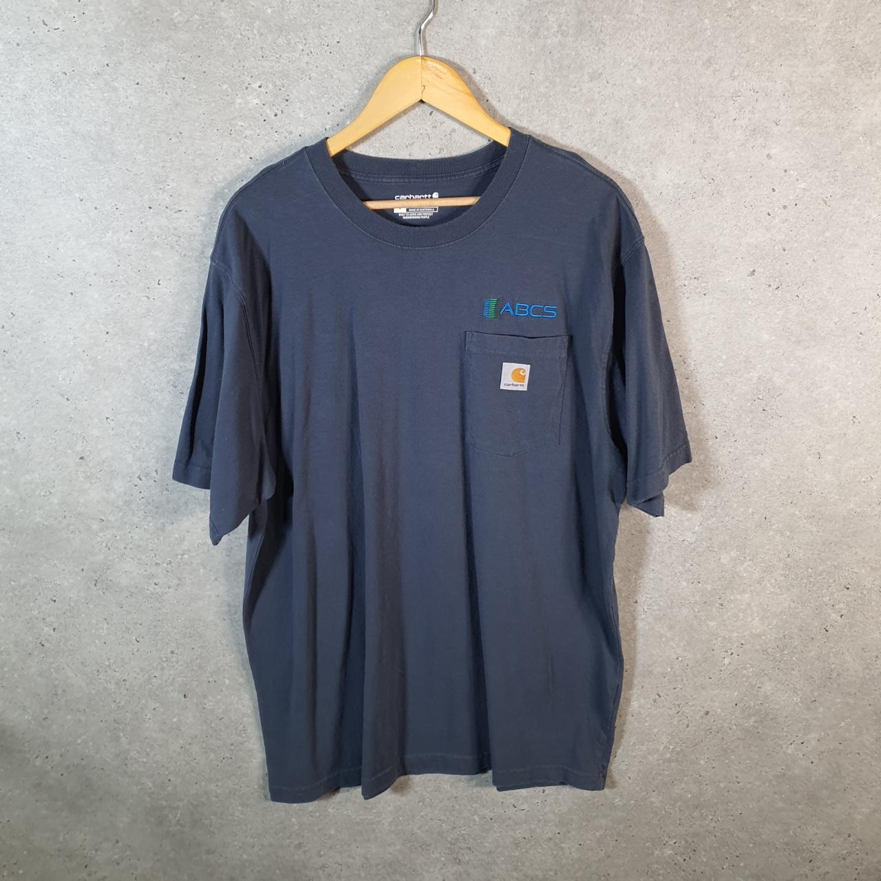 Vintage Carhartt Pocket T Shirt Men’s Large Blue Workwear Chore Utility Loose Fit - Big Fish Vintage