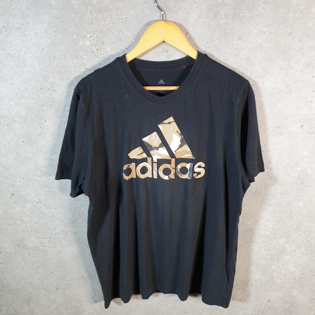 Vintage Adidas T Shirt Men’s Large Graphic Black Three Stripes Logo Athletic