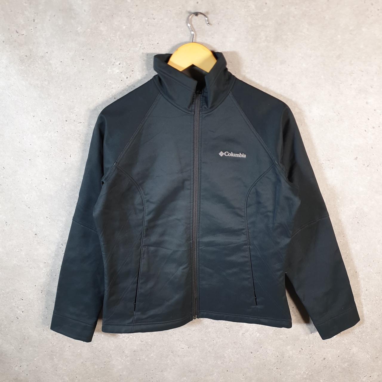 Vintage Columbia Windbreaker Track Jacket Womens Medium Black USA Athletic