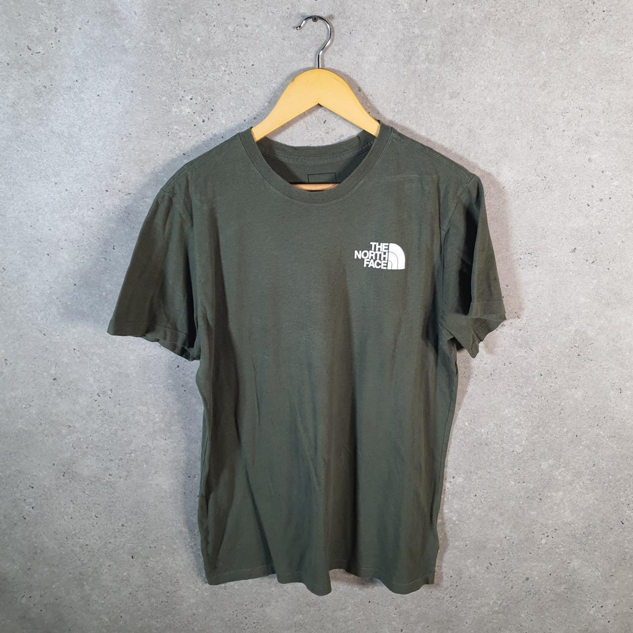 Vintage The North Face TNF Spellout T Shirt Shirt Men’s Medium Khaki Green Logo Athletic C9739