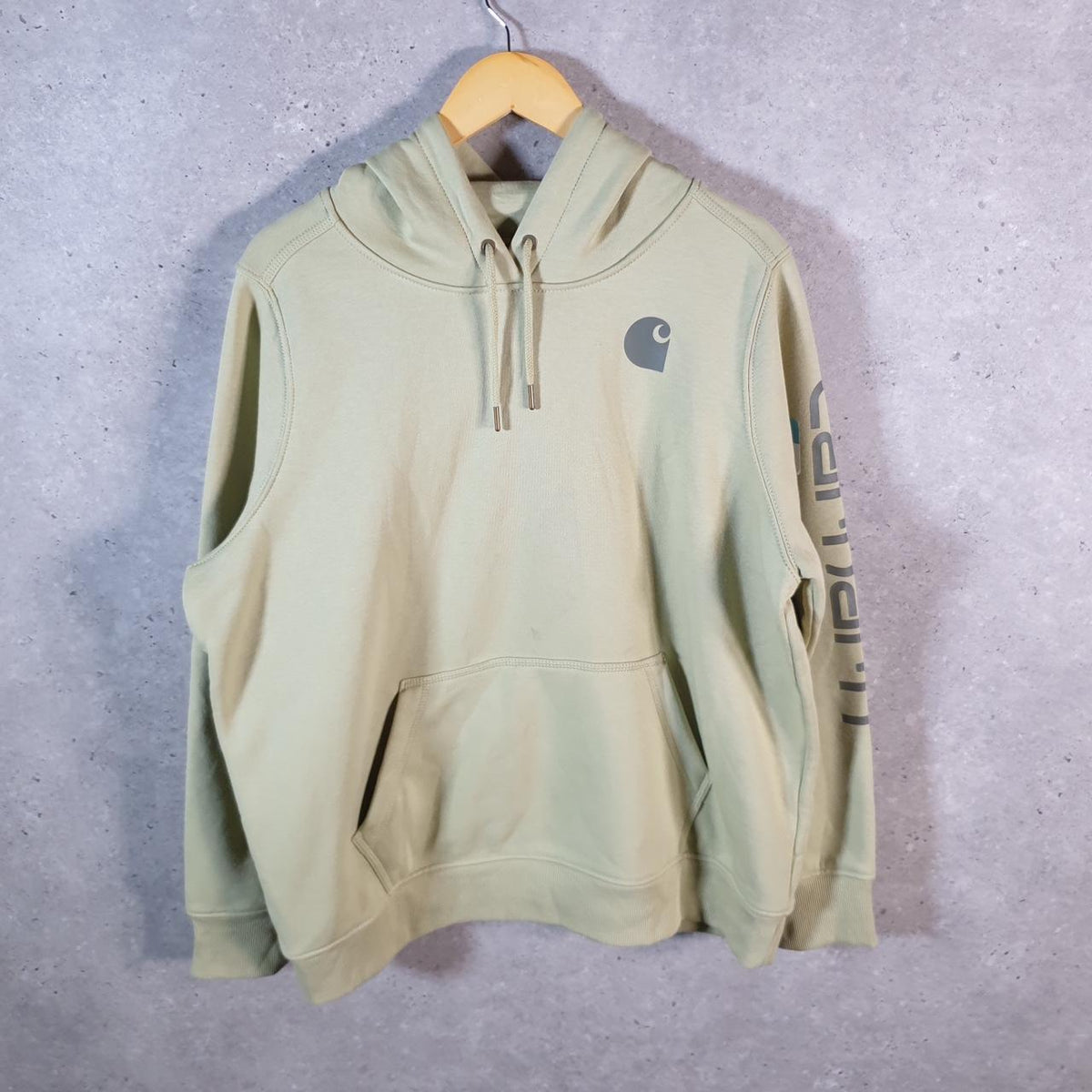 Vintage Carhartt Hoodie Womens XL Green Pullover Blank USA Relaxed Fit
