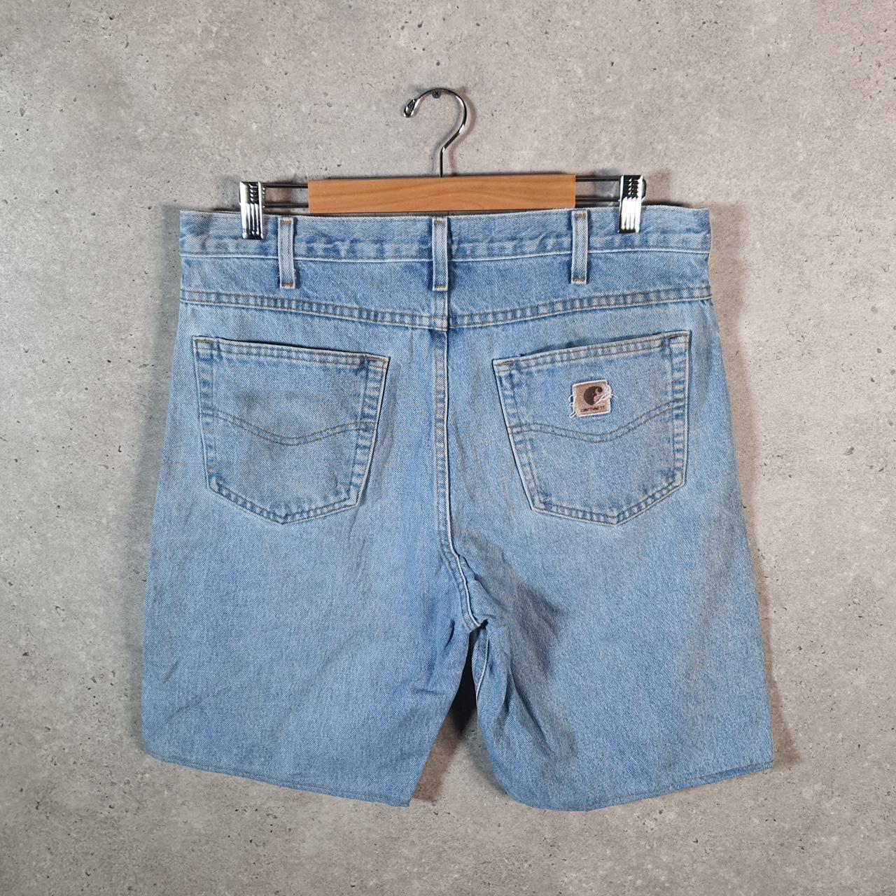 Vintage Carhartt Baggy Carpenter Shorts Jorts Cargo Men’s W36 Blue Relaxed Fit Workwear A4856