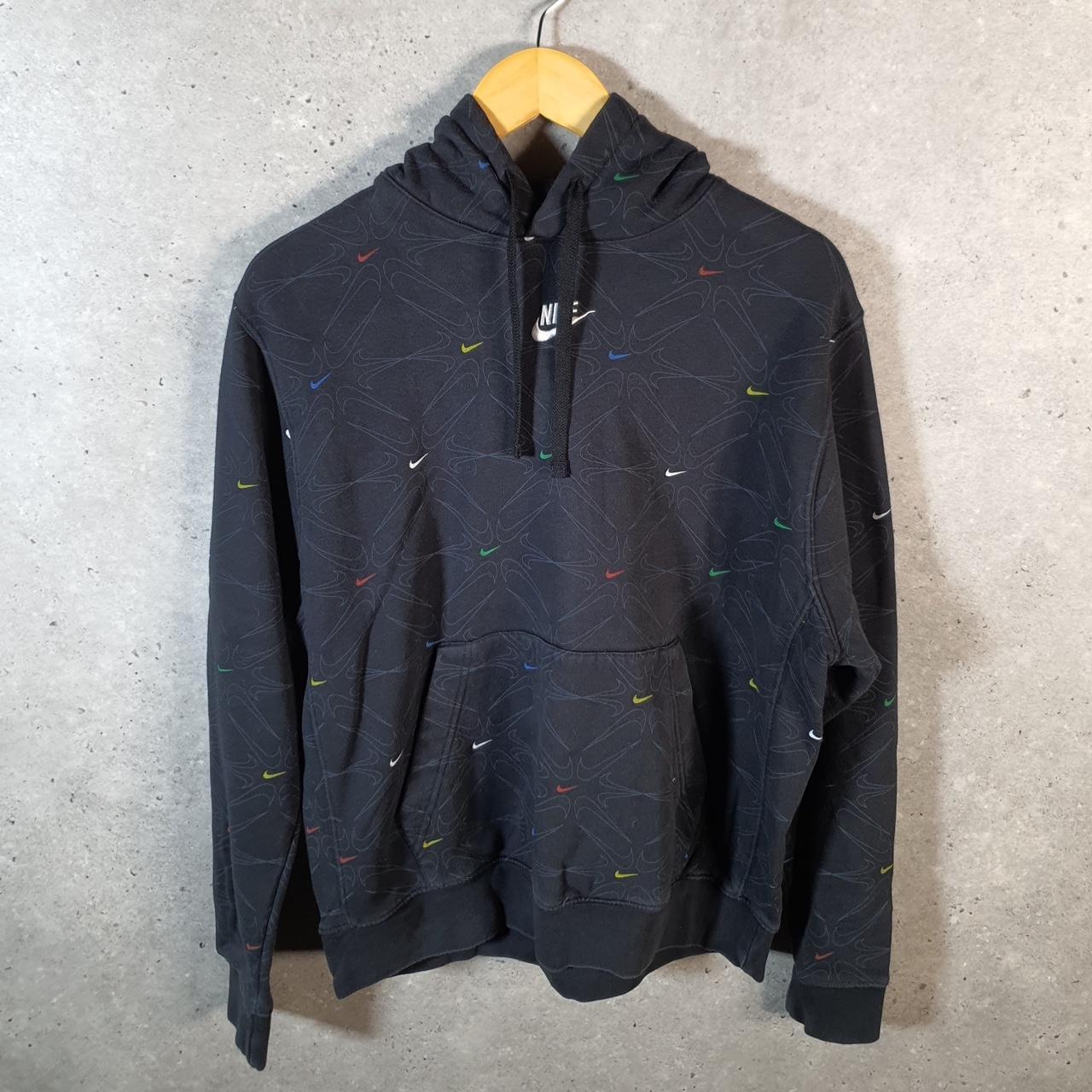 Vintage Nike Centre Swoosh Hoodie Men’s Medium Black Embroidered Y2K Pullover