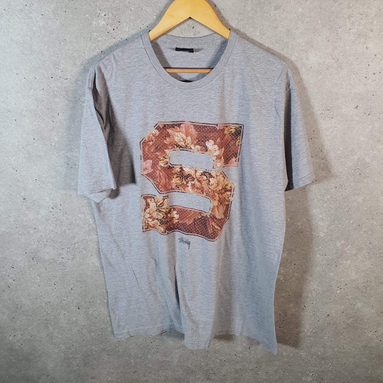 Vintage Stussy Spellout Printed T Shirt Men’s Large Grey Graphic Short Sleeve