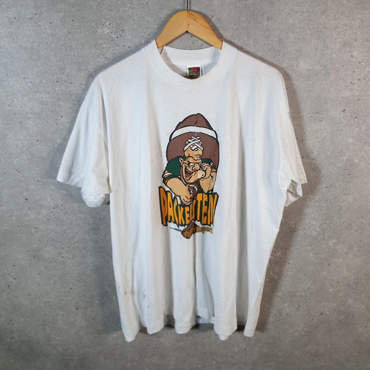 Vintage Best Fruit of the Loom Packerstein USA Single Stitch T Shirt Men’s XL White 1