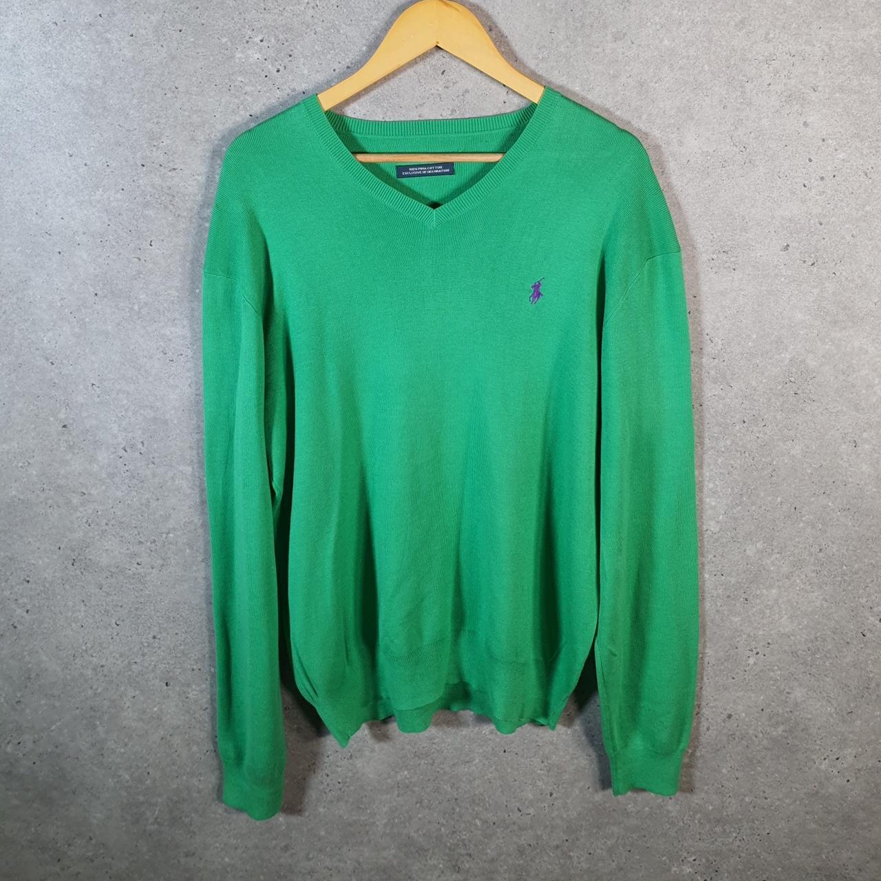 Vintage Ralph Lauren Polo Pima Cotton Sweatshirt Men’s Large Green Pullover Pony C8865