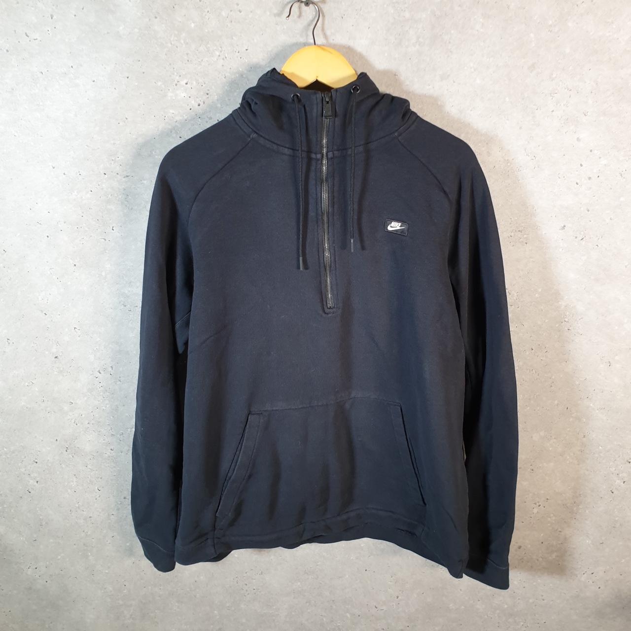 Vintage Nike Club 1/4 Zip Embroidered Hoodie Men’s XL Black Swoosh Y2K Pullover